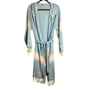 Turkish Cotton Spa Robe Large 100% cotton Fringe Tassels, belted, naturalfiber,